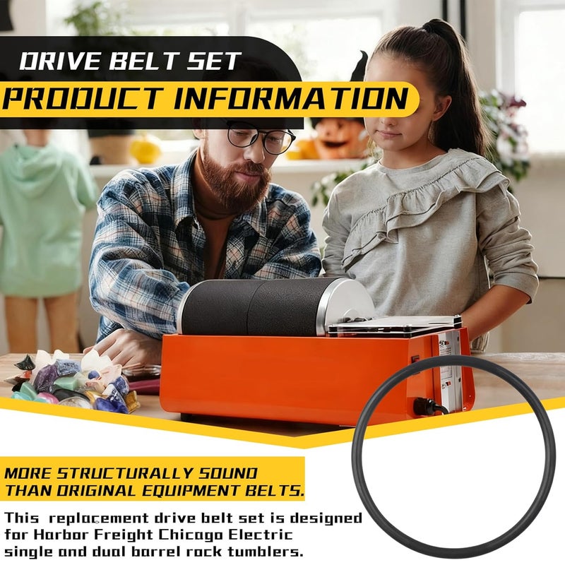 Valorup Compatible with Harbor Freight Chicago Electric Replacement Drive Belt for Single and Dual Barrel Rock Tumblers | Fits for Central Machinery, ABN, Viyuki Models | Nitrile Rubber Construction (3 Pack) - Image 2